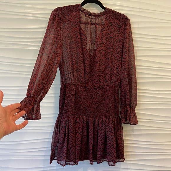 NWT Zara Animal Print Sheer Smocked Dress - Picture 14 of 14